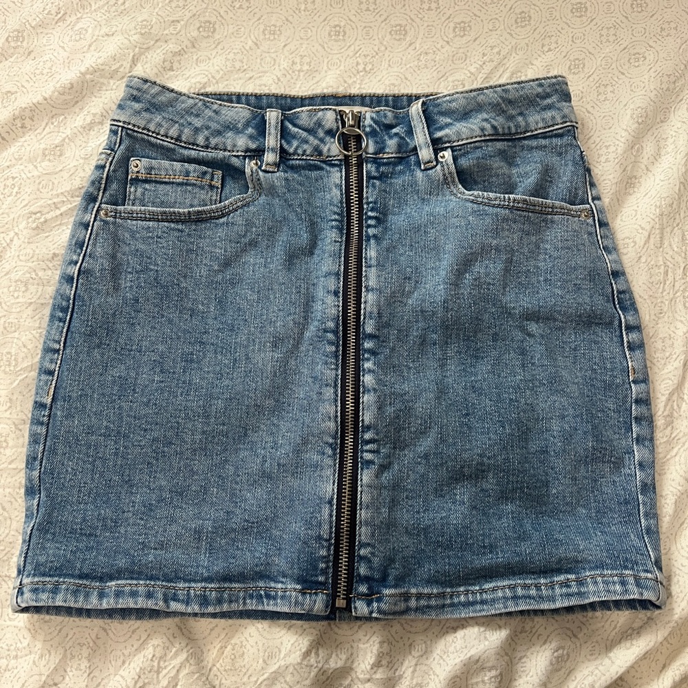 Garage Denim Zip Up Skirt Gem